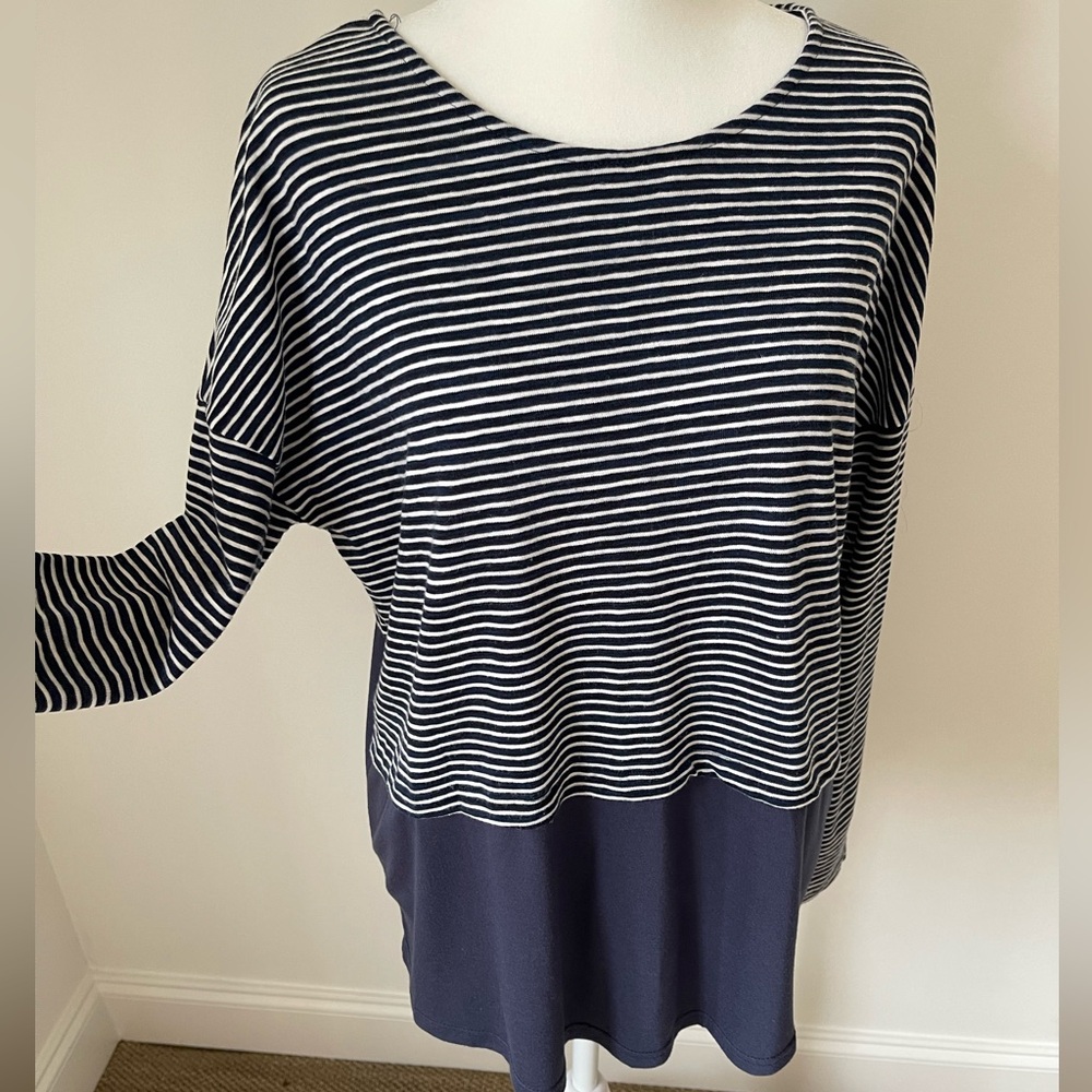 Stevie Hender - Navy and White Striped Top - Size M - Picture 3 of 9